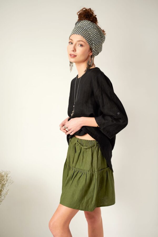 Bluzka Toskany • Len — Czarny — zdjęcie 6 z 9
