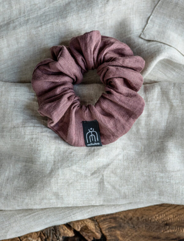 Scrunchie do włosów różowa - len — zdjęcie 3 z 4
