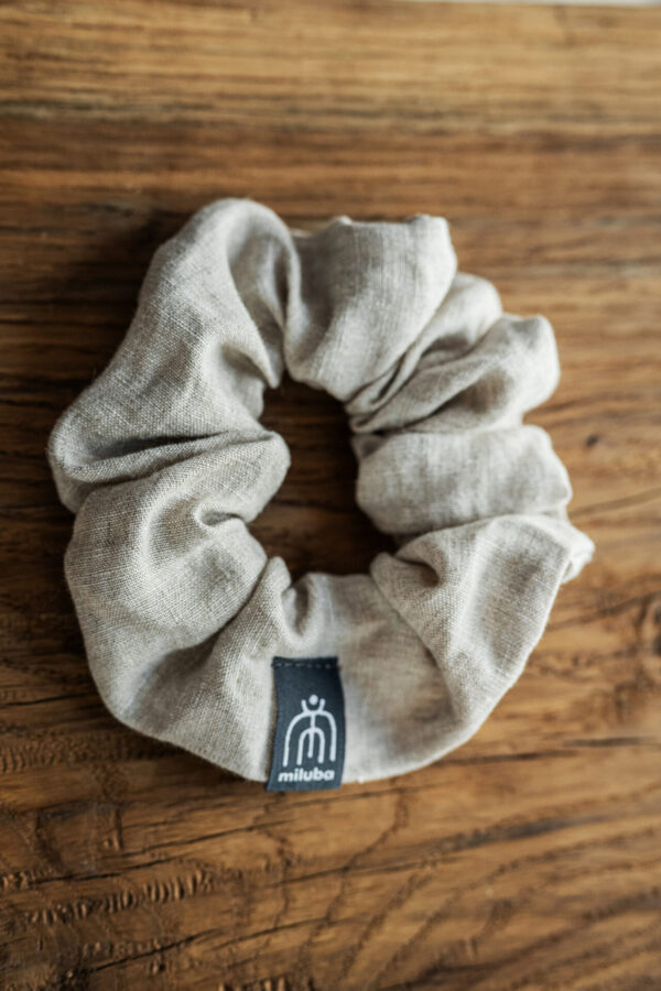 Scrunchie do włosów beżowa - len — zdjęcie 1 z 4